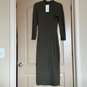 Zara Olive Bodycon Dress- Size Medium
